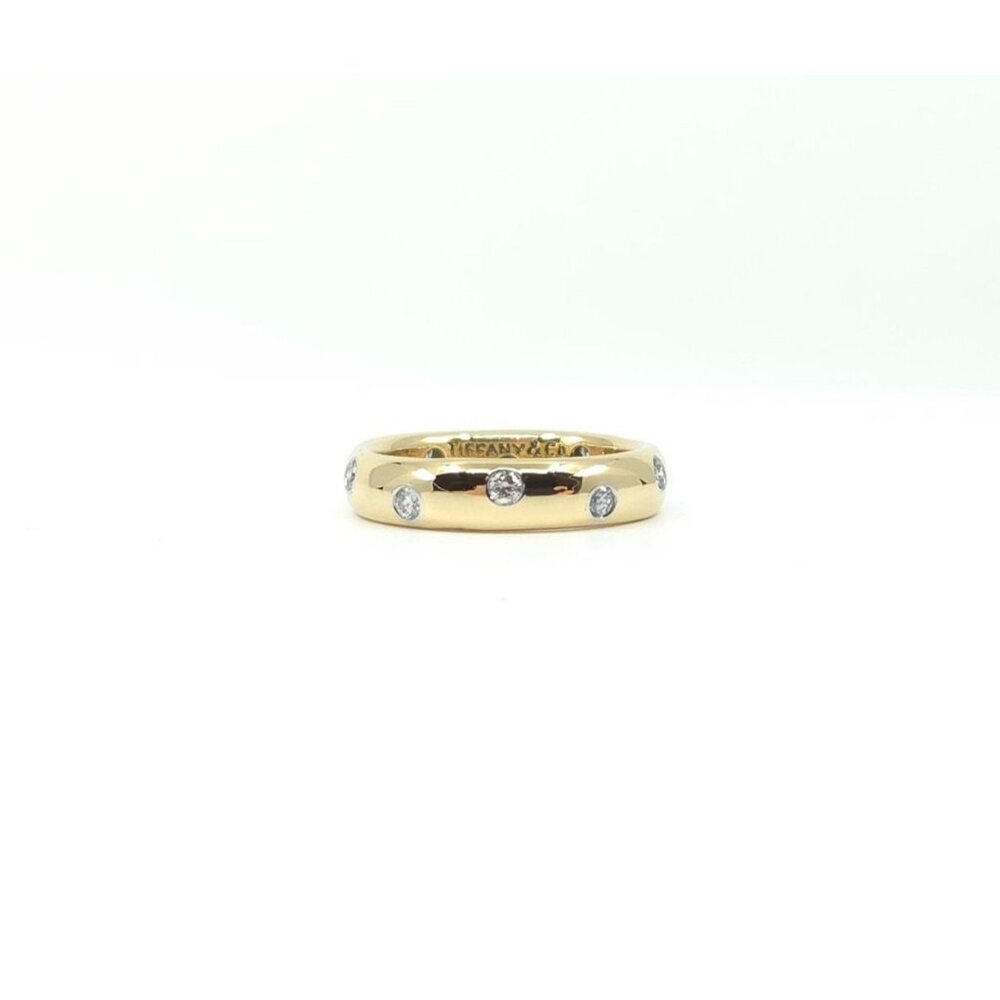 Tiffany & Co Platinum and 18kt Yellow Gold Etoile Diamond Band 4mm Size 5 - Picture 2 of 9